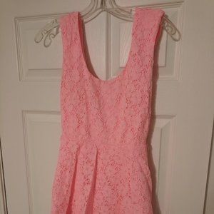 Pink lace babydoll mini dress, size S